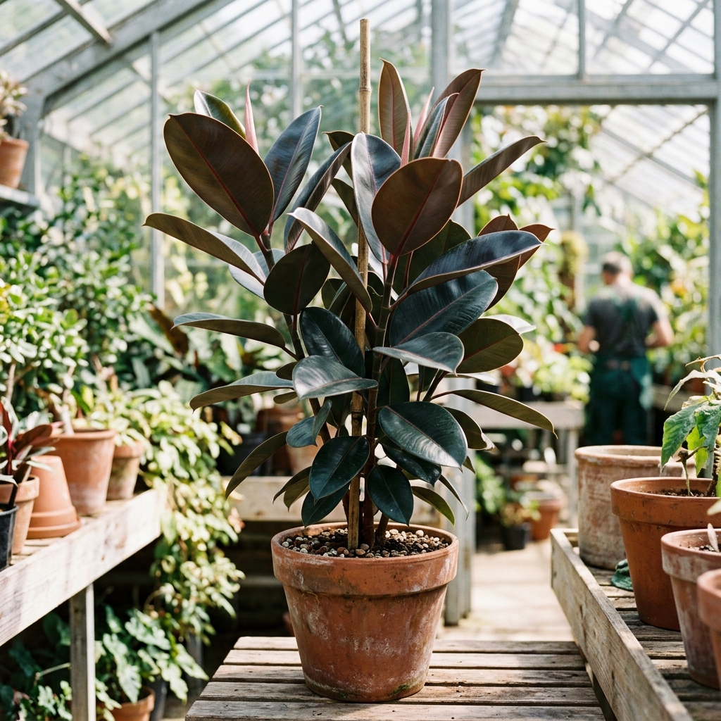 Lush Burgundy Rubber Plant nursery specimen