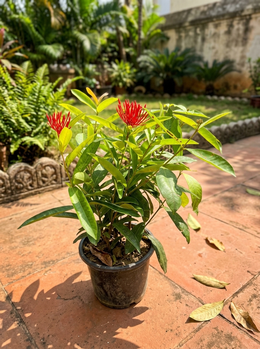 Lush Red Ixora Flowering Shrub nursery specimen