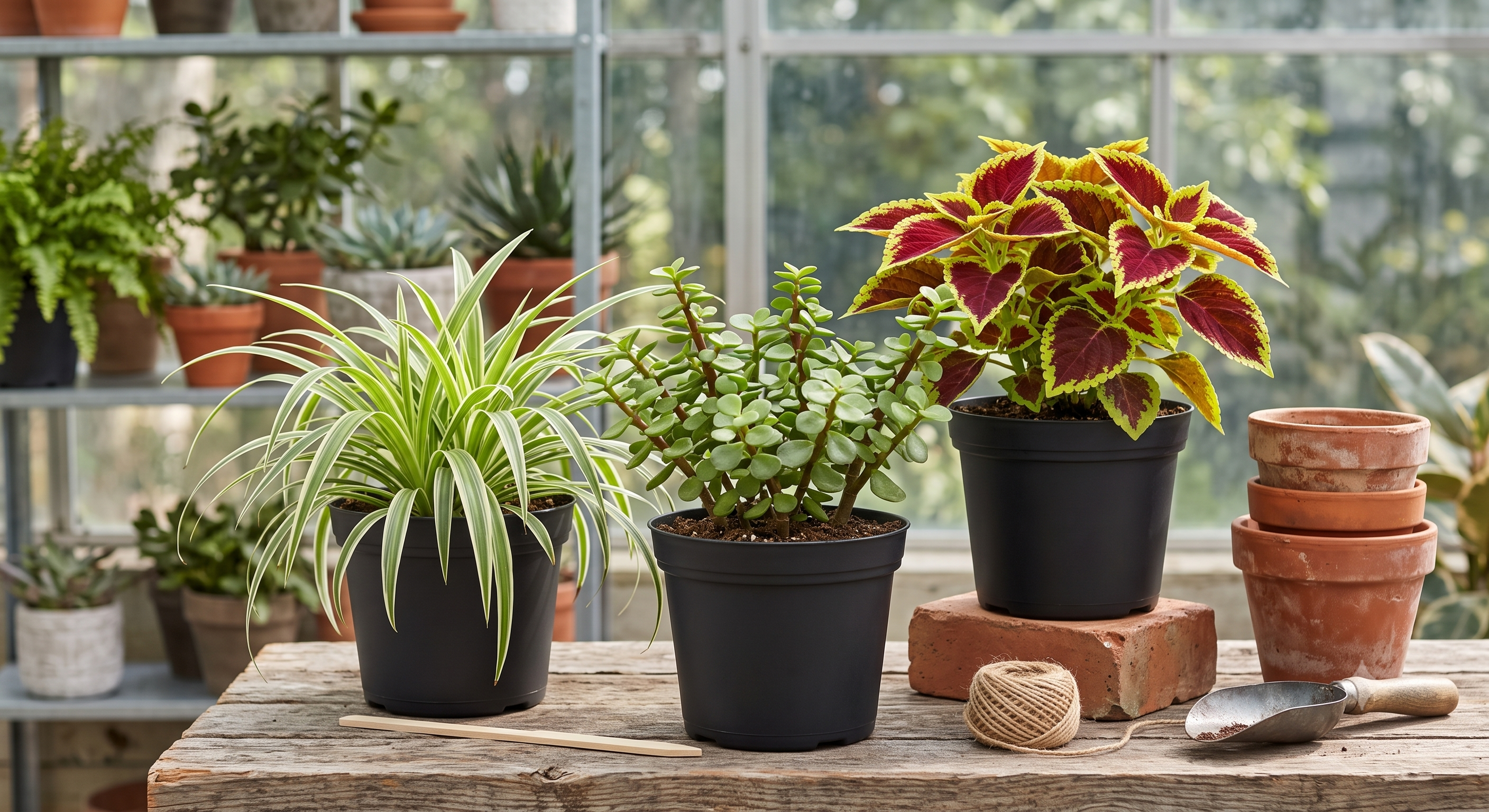 Hardy Houseplants Trio Combo (Spider Plant, Jade, Coleus - Set of 3) live nursery specimen