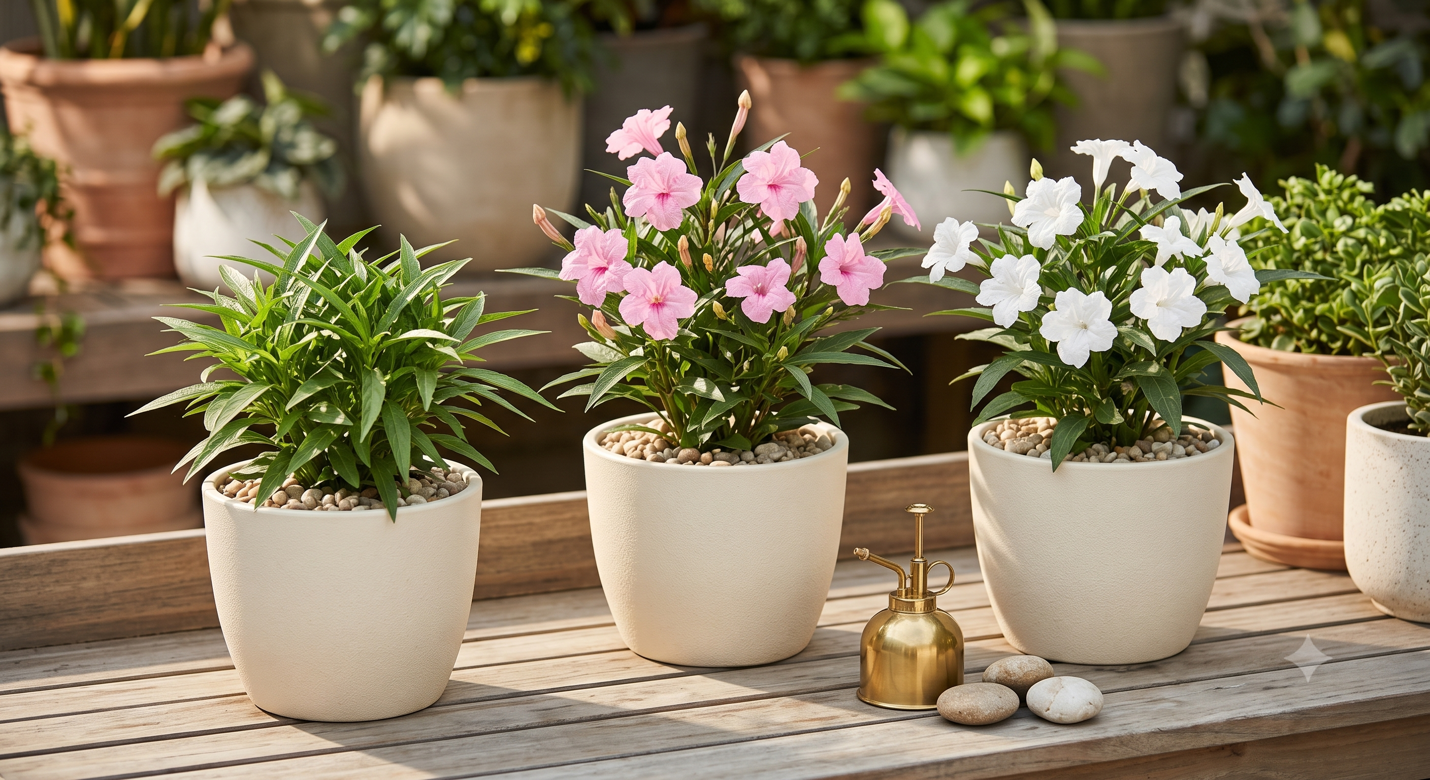 Sadabahar Vinca Flowering Combo (Pink, Rose & White - Set of 3) live nursery specimen
