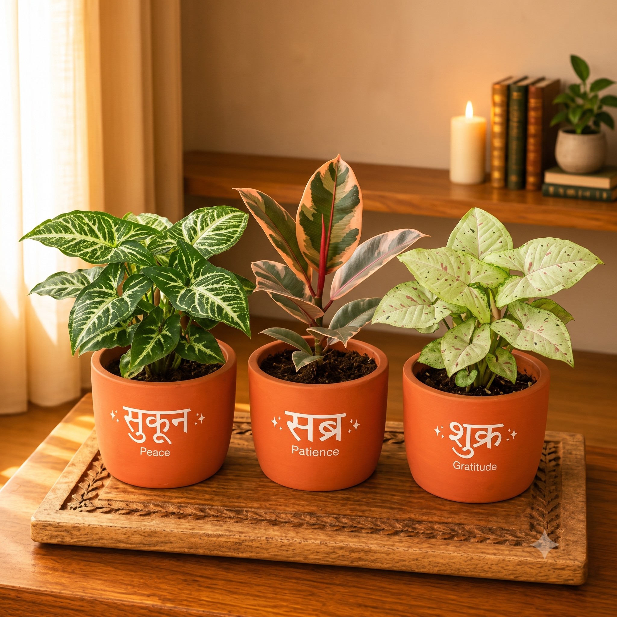 Tranquility Trio Indoor Plants Combo ('Sukoon, Sabr, Shukr' Set of 3) live nursery specimen