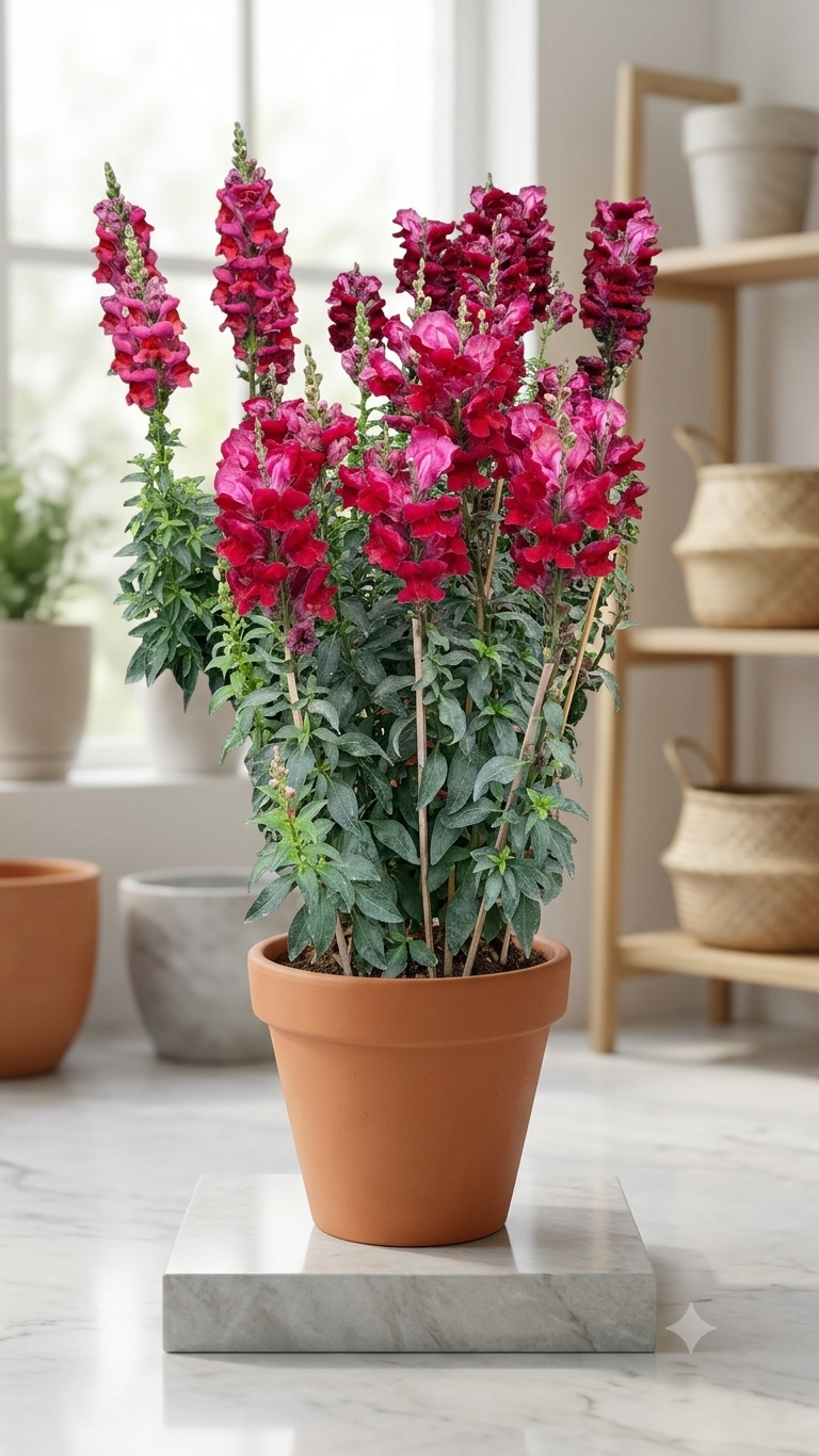 Burgundy Snapdragon mature flowering appearance