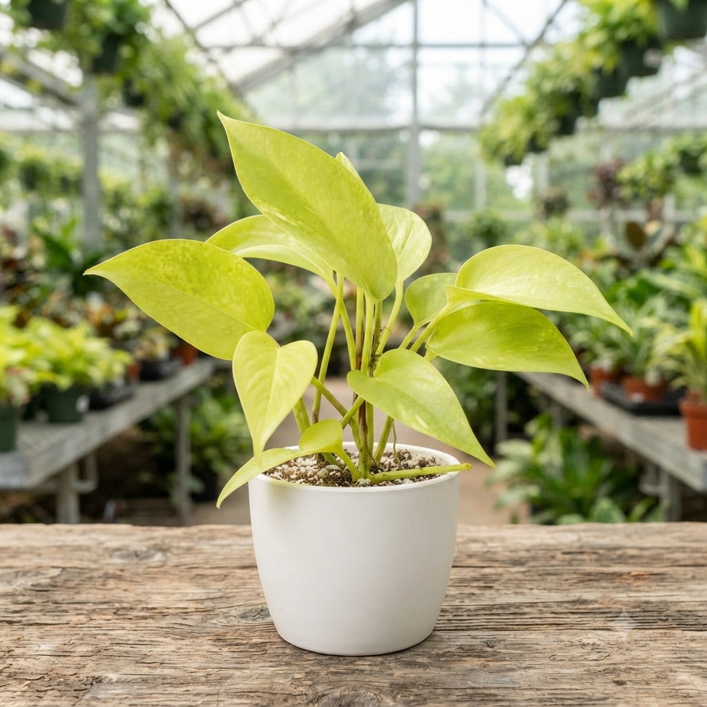 Neon Pothos in Patterned Ceramic Pot live nursery plant specimen