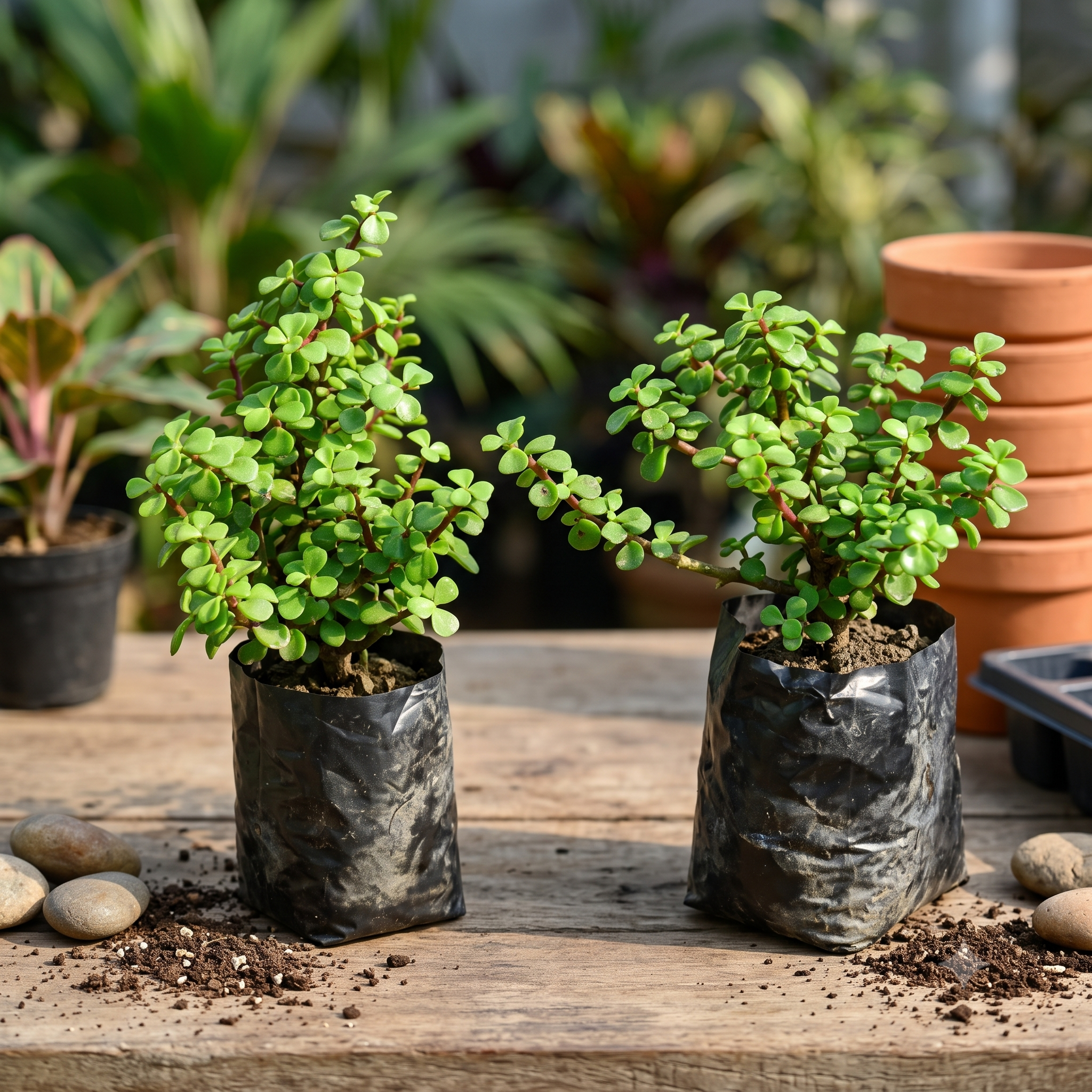 Jade Plant Duo Combo (Good Luck Succulents - Pack of 2) live nursery specimen