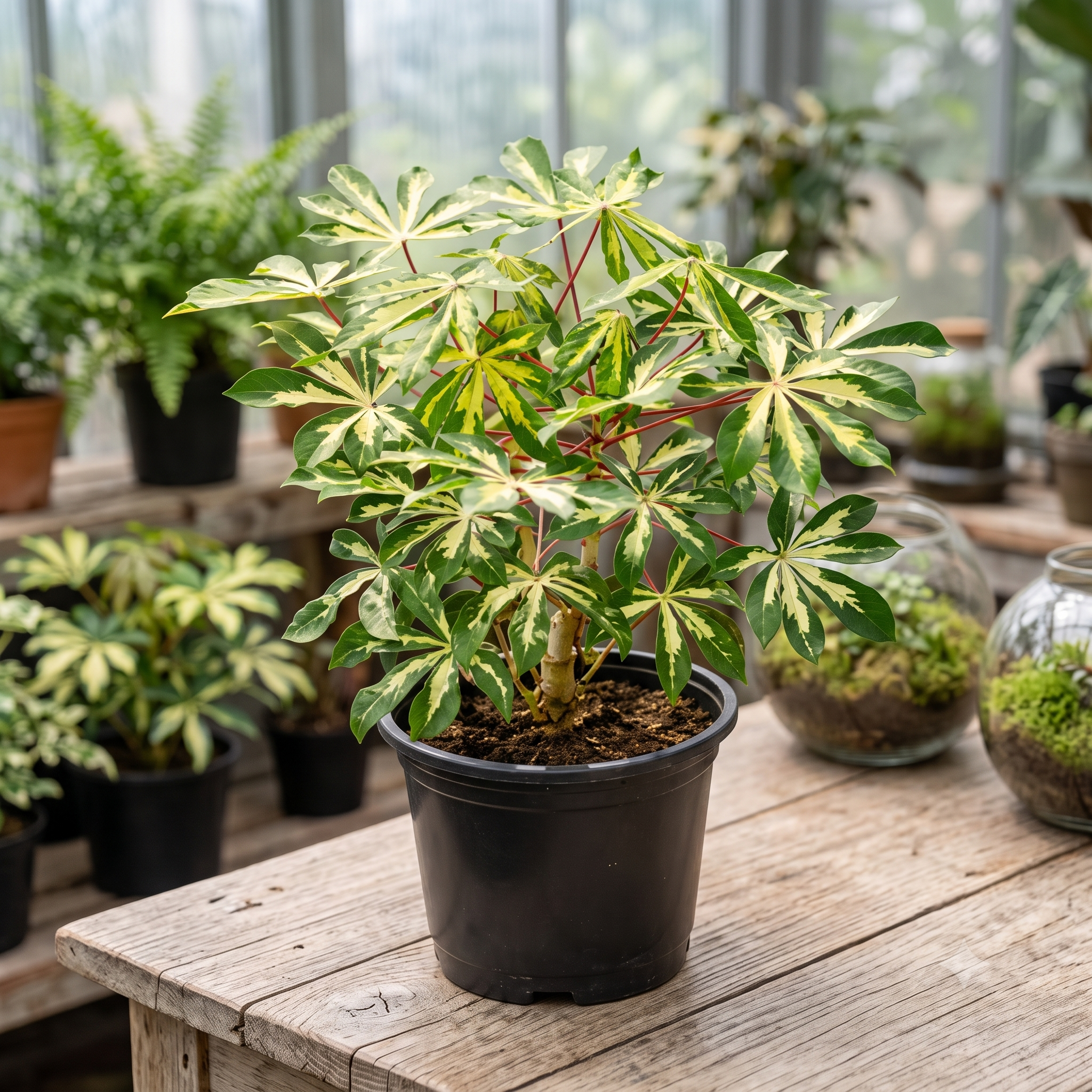 Variegated Schefflera Dwarf Umbrella Plant live nursery specimen