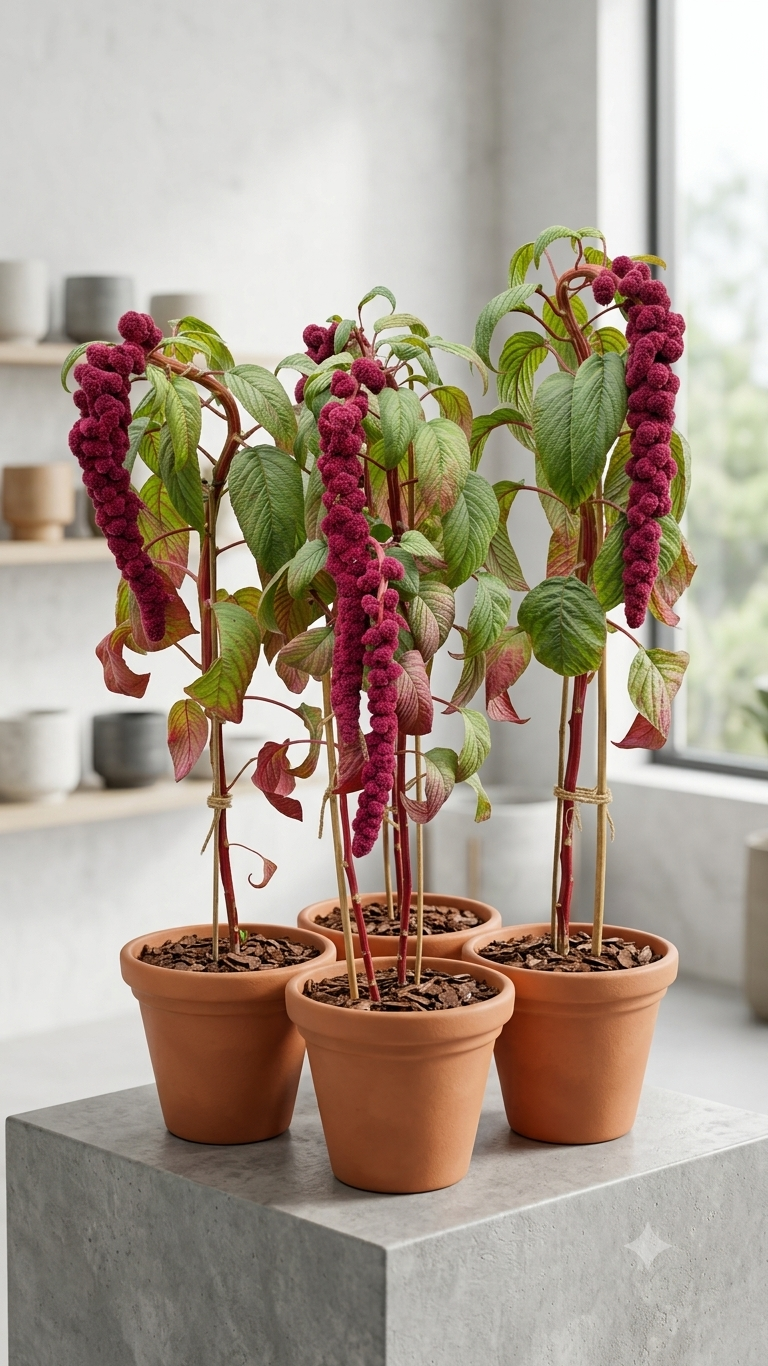 Love-Lies-Bleeding Amaranthus mature flowering appearance