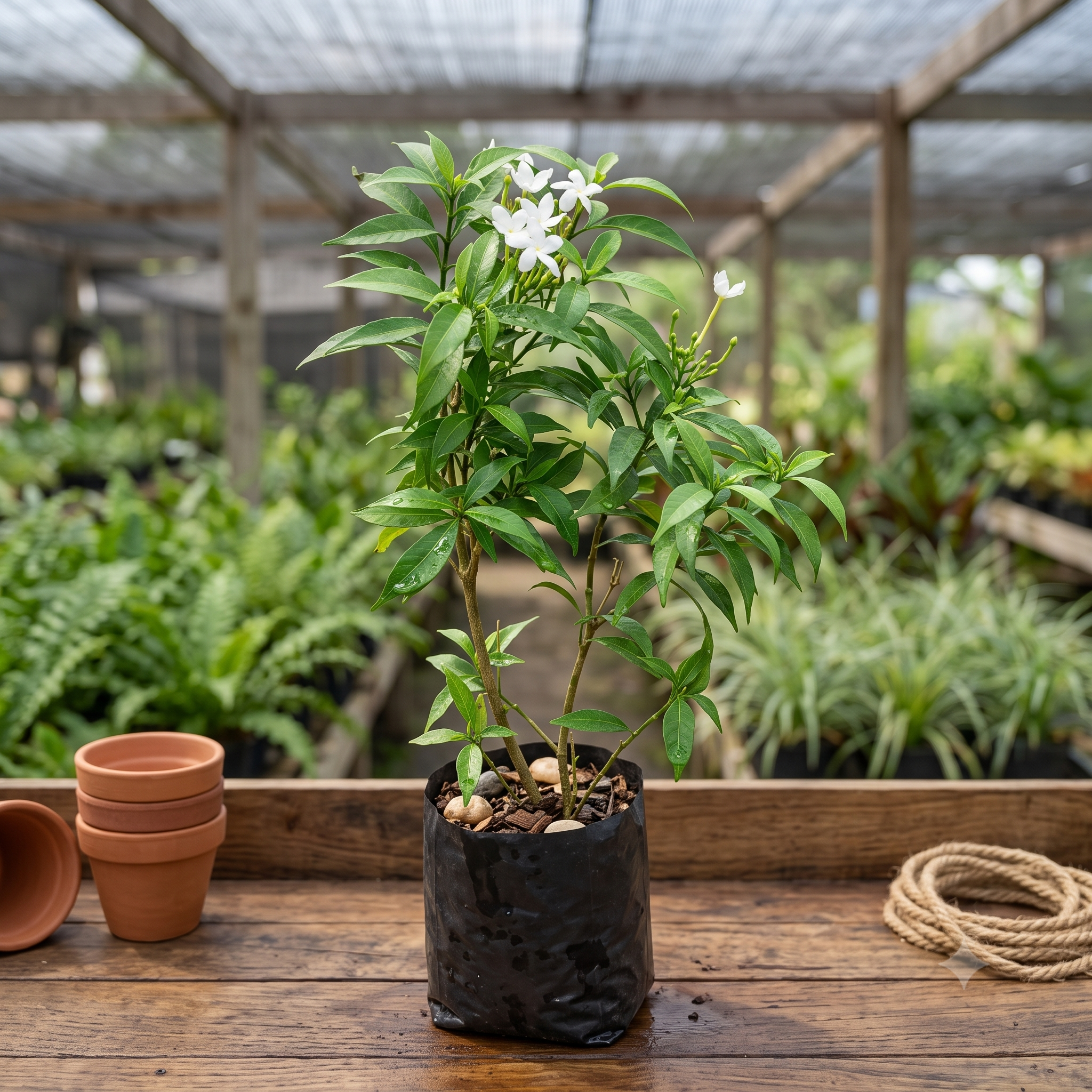 Chandni Crape Jasmine Plant (Tabernaemontana divaricata) live nursery specimen