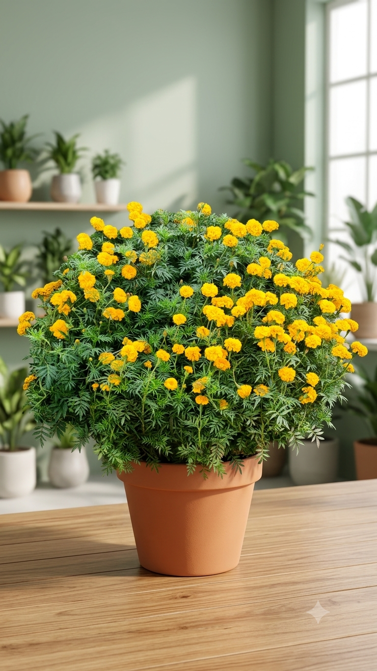 African Orange Marigold Plant in bloom